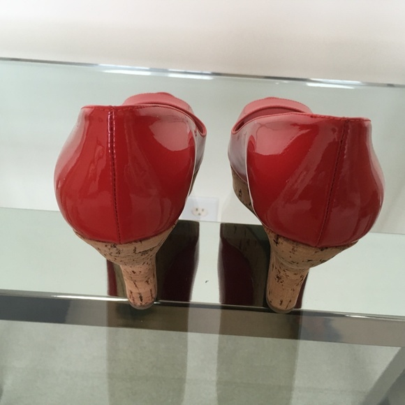 Miu Miu Red Patent Cork Wedge Sandals Size 38 - Picture 3 of 7